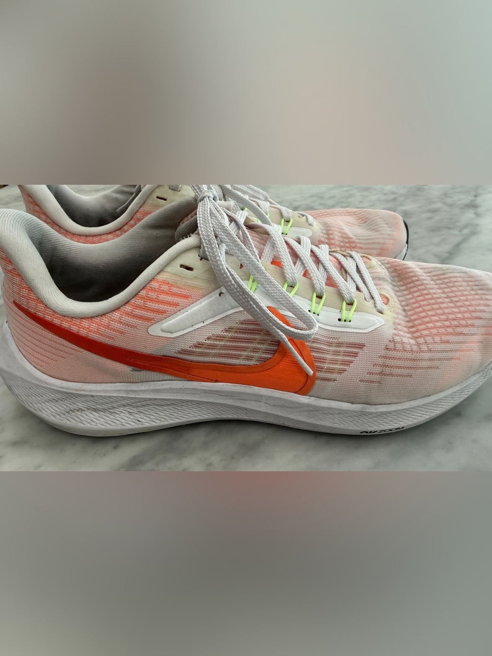 Nike White and Orange Fluorescent Running Sneaker